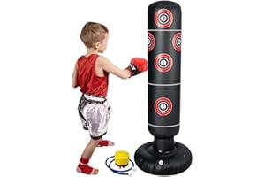 Ducomi Greg 2 - Sac de boxe gonflable pour enfant et adulte avec pompe, boxe, MMA et fitness, kick boxing défense personnelle et anti-stress adulte