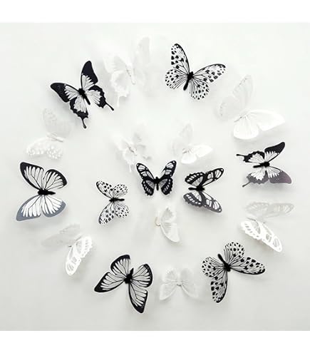 48 Adesivi Murali 3D Farfalle Nere - Decorazione Casa Fai Da Te - Rimovibili E Riutilizzabili