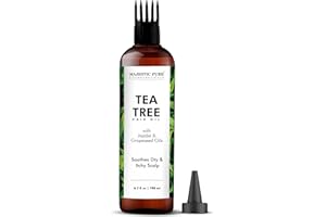 MAJESTIC PURE Huile d'arbre à thé pour cheveux | Aux huiles d'argan, de jojoba et de pépins de raisin | Apaise les démangeaisons du cuir chevelu et combat les pellicules | Sans OGM | 200 ml