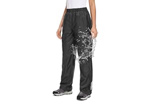 Faysfad Women's Waterproof Trousers Lightweight Windproof Mesh Lined Rain Overtrousers for Outdoor Hiking Cycling Fishing Ladies Pants