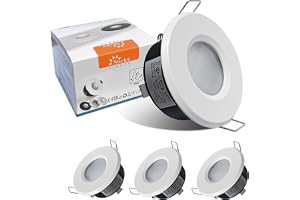 IP65 vattentät infälld spotlight, taklampa för badrum och kök, GU10 LED-lampa, gjuten aluminium, Ø 68 mm, matt vit finish (lampor ingår inte) - set om 4