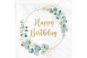 SPRINLOT 40 Pcs Serviette Anniversaire Verte en Papier, Serviette de Table Vert Sauge, Jetables pour Décoration Table