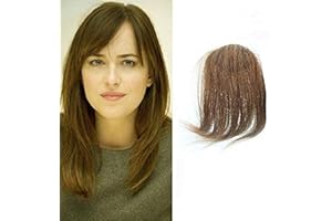 DSOAR Clip In Frangia Laterale ad Aria In 100% Capelli Umani Frangetta con Frangia Laterale Dritta Estensioni dei Capelli con Frangia(Marrone Chiaro)