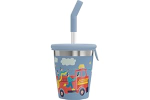 SIGG - Tazza per bambini in acciaio inox con coperchio in silicone e cannuccia Tritan – Resistente agli spruzzi – Senza BPA – Leggero e robusto