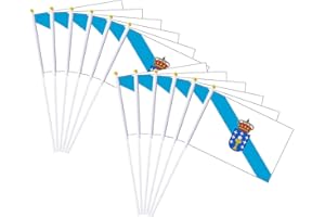 Durabol 12PCS Bandera de Mano de Galicia Comunidades autónomas de España (20X30CM) (Galicia)