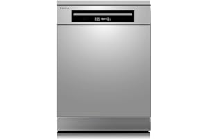 Toshiba 14 Place Setting, 6 Programs Free Standing Dishwasher with Dual Wash Zone, DW14F1(S) Silver -