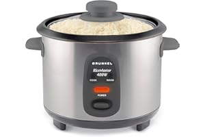 Grunkel - Arrocera eléctrica y Vaporera RC- 1L Funciona para Cocinar arroz, Olla 01L Antiadherente extraíble incluye Tapa y Cuchara. 400 W