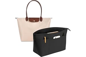GENERIC hautllaif Bag Insert Organizer for Longchamp,Felt Insert Organizer with 12 Pockets & Zipper,Handbag Organiser for Tote Bag Organisation