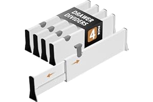 Cinnani Schubladentrenner Verstellbar, 4er-Set Schubladenteiler, Schubladeneinteiler Kunststoff, Schubladen Organizer Schubladen Trennsystem für Küche, Schrank, Kommode, Schlafzimmer, Badezimmer, Büro