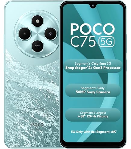 POCO C75 5G Aqua Bliss|4GB RAM 128GB ROM|6.88 inch HD+
