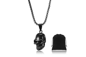 Otuuz Collar de Calavera Gótico Colgante de Calavera de Punk Collar de Cráneo Cadena de Calavera de Gargantilla Joyería Gótica de Esqueleto con Bolsa para Accesorios Halloween Hombres Mujeres