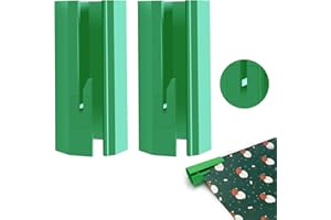 SEHAUSEU 2 Rolls of Wrapping Paper Cutter with 4 Blades, Gift Wrapping Paper Cutter for Christmas, Birthday, Halloween, Holidays, Craft Gift Wrapping Paper, Sliding Portable Paper Cutter (Green)