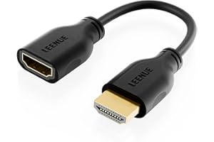 LEENUE HDMI Extension Cable, 4K 18cm High Speed Male to Female Cable, Short HDMI Extender, Supports 4K@60Hz, 3D, UHD, 2160p, Compatible with Fire TV Stick, HDTV, Monitor, 1 Pack