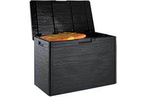 Toomax Multibox Woody's portattrezzi per esterni, baule da 160L, colore antracite, dimensioni cm 77,5x44,5x52,7h