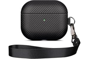 Haobobro [Karbonfaser Textur] AirPods 3 Hülle Case Cover - Handgefertigt AirPods 3. Generation Hülle mit Trageband und Karabiner - Stoßdämpfende Schutzhülle mit Premium Finish - Schwarz