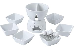 MALACASA Série FAVOR, Fondue au Chocolat avec Caquelon, 6 Bols et Fourchettes