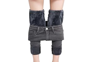seiveini Winterjeans Warme Damen Jeans Hosen Plüsch Gefütterte Denim Hosen Stretchy Winter Jeans Damen Thermojeans Fleece Straight Hose Weitem Lang Hose