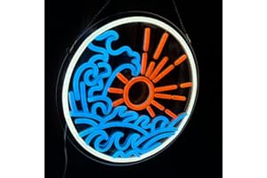 DAKABUKA Panneau néon LED à intensité variable avec motif de coucher de soleil et vagues pour décoration murale, chambre, bureau, bar, fête d'anniversaire, Noël (bleu glacier)