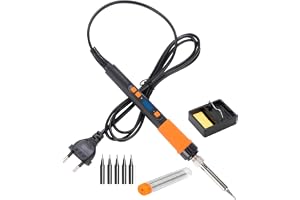 Lödkolv 90W, 8-i-1 Set med Justerbar Temperatur 180-500℃ Digital LED-skärm Lödkitt med Ställ, Lödtråd, 5 Lödpennor för Repara