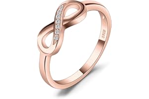 JewelryPalace Zircone Cubique Infini Bague Femme Argent 925, Bague de Fiançailles Femme Plaqué Or Jaune, Bagues Anniversaire Plaqué Or Rose Mariage Promise Alliance, Bijoux femme
