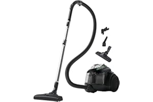 Electrolux Clean 600 Green, Aspirapolvere Senza Sacco Modello EL61C2GRN, Realizzato con il 76% di Plastica Riciclata, Spazzola per Parquet, Accessorio 3 in 1, 700 W, Capacità 1,6 L, Nero