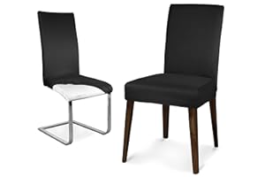 BEAUTEX Mikrofaser Stuhlhusse Sets, Mikrofaser Stuhlbezug, elastische Stretch Husse, Set Größe und Farbe wählbar (4er Set, Schwarz)