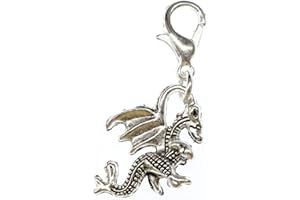 Miniblings Drache 2cm Charm Zipper Armband Fabelwesen Fantasy Märchen - Handmade Modeschmuck I Kettenanhänger versilbert - Bettelanhänger Bettelarmband - Anhänger für Armband
