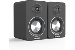 SAUMGYU 3" Aktive Bluetooth 5.0 Regallautsprecher, Multimedia Aktiv Lautsprecher Paar, 80W Stereo Computer-Lautsprecher und Home Music Sound System(Paar, Schwarz