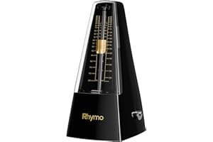 Rhymo Metronom Mechanisch mit Glocke, 40-208 BPM, 4 Genaue Taktarten (2/4, 3/4, 4/4, 6/8) für Klavier, Schwarz