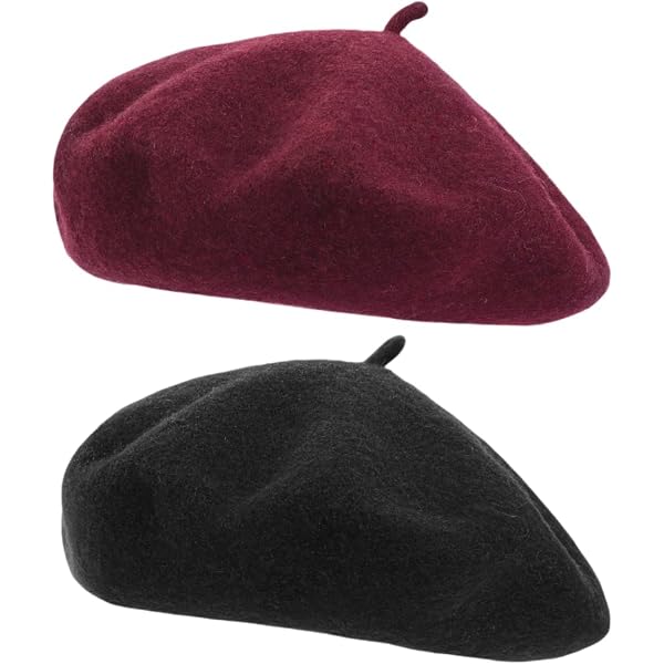 5787 Wool French Beret For Men And Women In Plain Colours (burgundy) ZAKIRA Wool French Beret for Men and Women in Plain Colours  main image 3