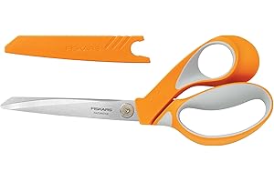 Fiskars Ciseaux pour tissu multi-usages, Longueur totale: 23 cm, Lames en acier inoxydable/Poignées en plastique, Orange, RazorEdge, 1014578