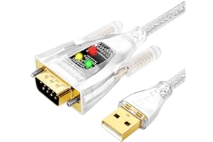 DTECH Adaptador USB a serie de 1 m. Características FTDI Chip DB9 9 Pin RS232 a USB Cable FT231 Chipset Soporte Windows 11 10 8 XP Mac OS Linux Detectar luces de datos