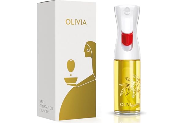 FLAIROSOL OLIVIA Vaporisateur d'Huile en Verre 130ml - Technologie de Pulvérisation Continue avec Contrôle des Portions - Polyvalent pour Cuisine, Salades, Barbecues, Vuisson, etc. (Feuilles Dorées)