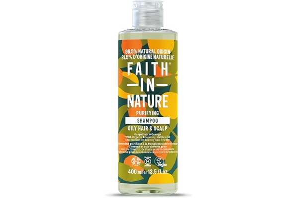 Faith In Nature Shampooing Naturel au Pamplemousse et à l’Orange, Purifiant pour Cheveux et Cuir Chevelu Gras, Végan et Non Testé sur les Animaux, Sans SLS, Silicones ni Parabènes, 400 ml