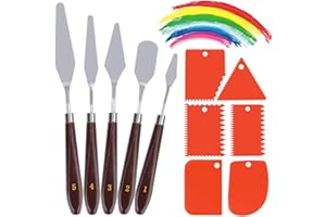 PLLYPE 11Pcs Palette Messer, 5Pcs Palettenmesser +6Pcs Spachtel für Acrylmalerei, Spachtel Acrylmalerei, Strukturpaste Leinwand, Spachtel Set Künstlerbedarf für Ölgemälde Aquarell Felsmalerei