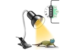 GlowUp Heat Lamp for Tortoise, Reptile Heat Spotlight with Timer, Dimmable Reptile Heat Lamp with Clip, E27 Tortoise Heat Lamp with BS Plug,Vivarium Heat Lamp for Torise, AC220-240V(Without Bulb)