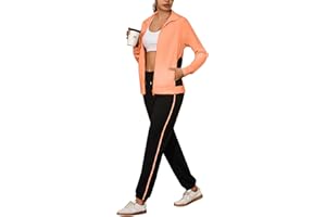 Uniexcosm Full-Zip Tuta Sportiva Donna Con Maniche Raglan E Finiture A Contrasto Tuta Da Jogging Da Donna