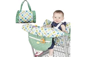 Rainai Baby 2-In-1 Shopping Cart Cover Cushion, Adjustable Baby Supermarket Shopping Trolley Seat Covers, High Chair Cover Mat With Safety Belt for Baby Kids Children