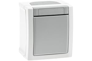 NUTRITRUST Aufputz Kreuzschalter Feuchtraum IP54, Modell Pacific, grau