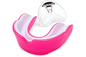 WOSO Adults and Junior Mouth Guard, Gum Shield with Case, Slim Fit Professional Mouthguards for Football, Hockey, Wrestling Rugby, Martial Arts, Boxing, MMA, Judo, Karate (Pink + White)