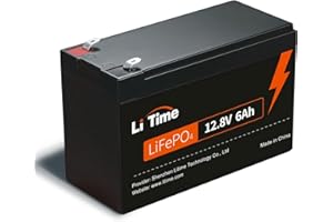 LiTime Lithium Batterie LiFePO4 12V 6Ah 76,8 W rechargeable au lithium avec BMS 6 A intégré, faible auto-décharge pour sondeur, lumière LED, caméra de surveillance, jouet, camping