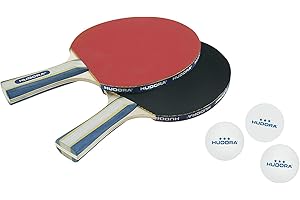 Hudora New Contest 2.0 Set de deux raquettes de pingpong avec trois balles