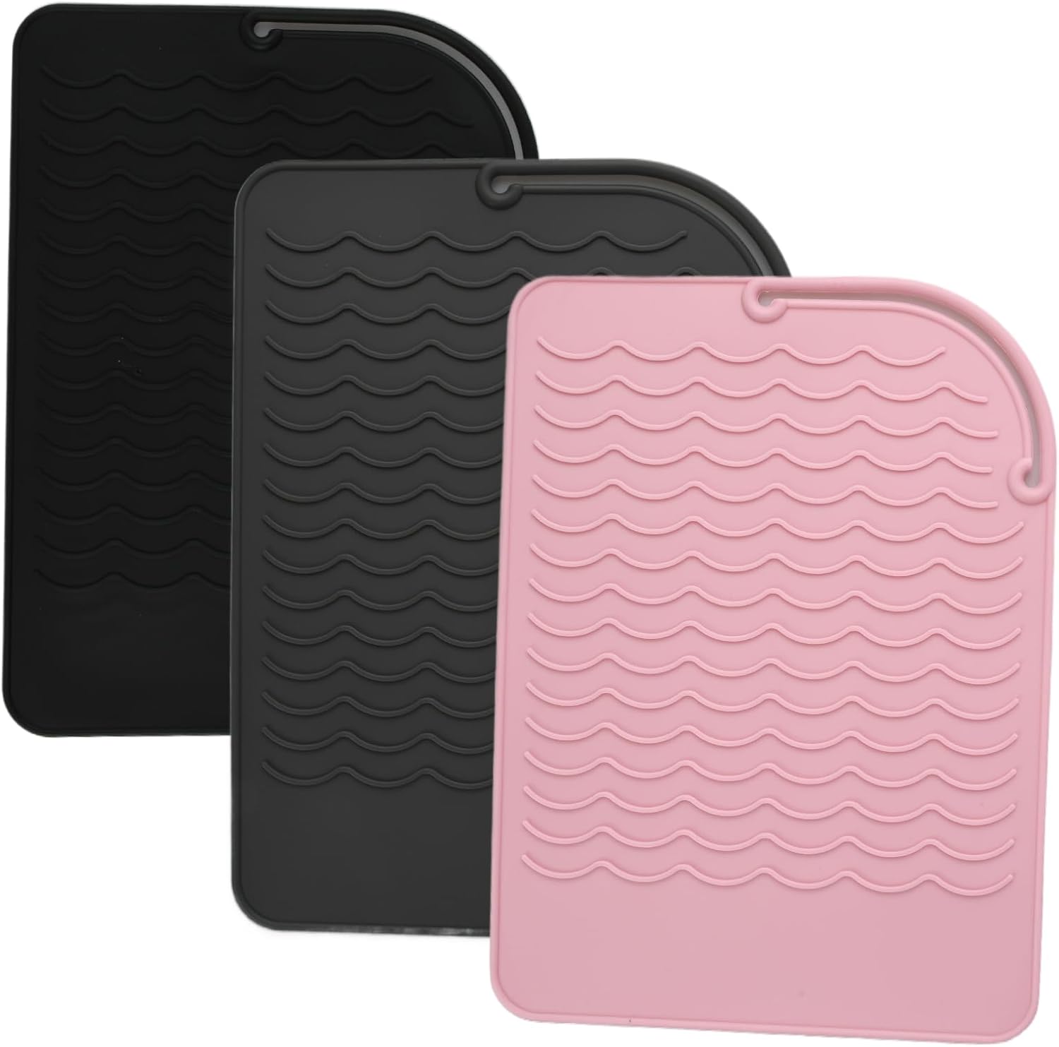 3 Piezas Alfombrilla de Silicona Resistente al Calor para Herramientas de Peluquería 21,8x16cm Ideal para Plancha, Tenacillas y Rizador Protección de Muebles, Portátil y Fácil de Almacenar