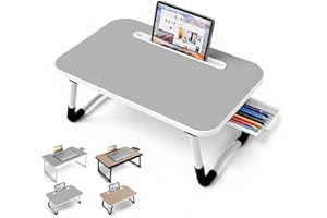 WEIQILE Mesa para Cama con portátil - Pequeña Mesa para Regazo 48 x 30 cm para desayunar en la Cama, estudiar, Trabajo de Oficina, Juegos, Escritura y Lectura, Soporte para portátil (Small Gray 48x30)