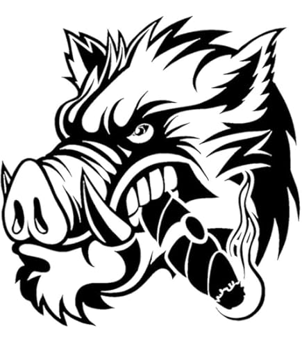 AMA SHOP Adesivo Cacciatore Con Cinghiale - Decalcomania Bianca Per Casco, Auto, Moto