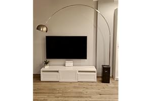 VOLERO' Lampada ad arco Atena, Base in Marmo, Stelo Telescopico Sezione Rettangolare. (Nero)