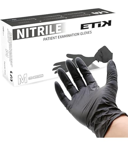 Guanti Monouso In Nitrile Nero Salon World - Confezione 100 Pezzi, Taglia L, Spessore 5 Mil, Polpastrelli Testurizzati, Senza Lattice, Per Uso Alimentare - 2