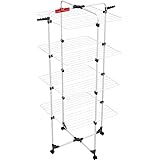 Vileda Mixer 4 Stendibiancheria a Torre, Ripiegabile, con Ruote, Metallo, Bianco, Quattro Piani