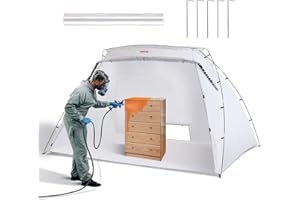 ‎VEVOR VEVOR Tragbarer Sprühschutz 305 x 213 x 183 cm mit eingebautem Boden & Einwegfolie & Belüftungsöffnung, Große Farbkabine für DIY Sprühmalerei, Hobby Farbkabine Werkzeug Malstation, Sprühlackzelt Weiß