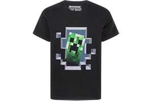 Minecraft Manga Corta de la Camiseta de la Enredadera Dentro Boy en Negro
